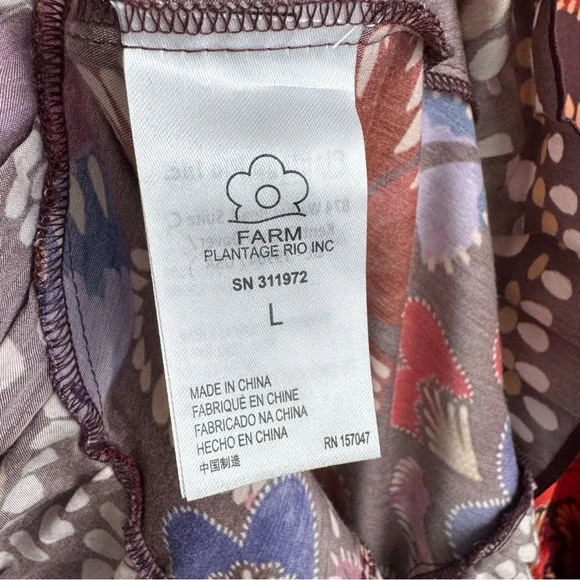 NEW Farm Rio Long Sleeve Mini Dress in Bright Flora Brown Size Large - Picture 11 of 16